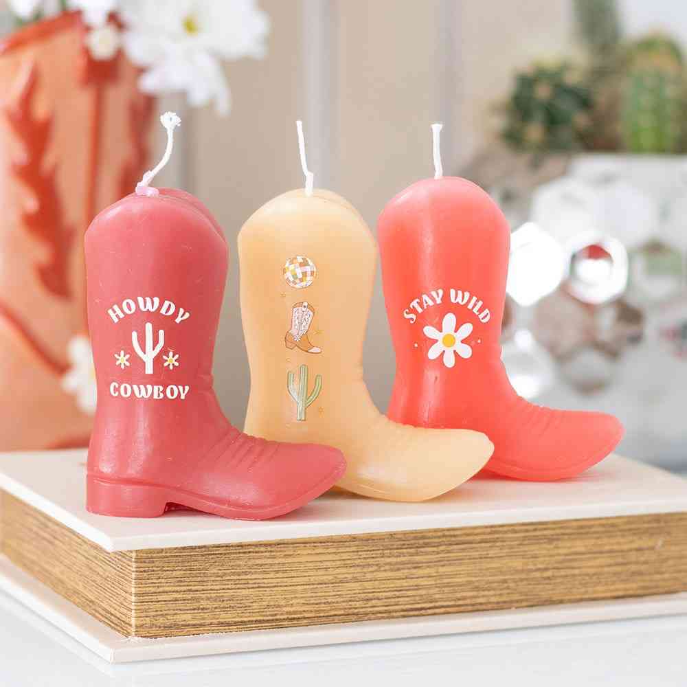 Something Different - Set of 3 Cowboy Boot Figuurkaars - Multicolours